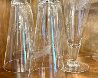 Etched Pilsner Vntg glasses $3 ea