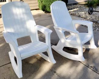 Solid & heavy white plastic outdoor rockers $60ea