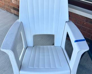 Solid & heavy white plastic outdoor rockers 30”w x 16.5 ground to seat $60ea
