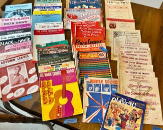 Vintage sheet music … Beatles, Oliver. Pink panther, autumn leaves, Roger’s & Hammerstein 
