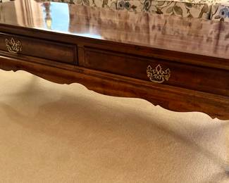 Vintage solid wood, Spoonfoot coffee table w/ drawers 54”w x 21”d x 17”h $115