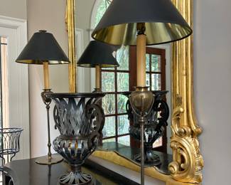 Vintage Simpson pair of art deco style silver lamps