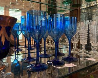 Simpson blue stemware, 1978