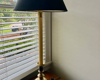 Vintage pair of tall brass lamps