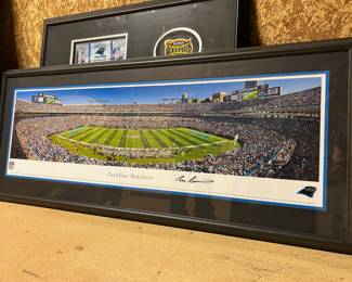 Signed Ron Rivera framed stadium photograph, COA could not be located