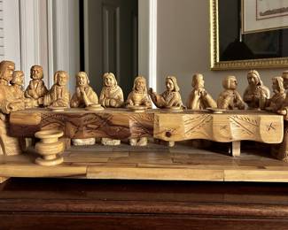 Large carved olivewood "The Last Supper"