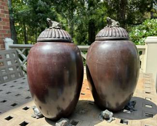 Maitland-Smith pair of lidded urns