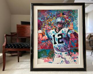 Large signed Galmon original painting, Kerry Collins #12 Carolina Panthers