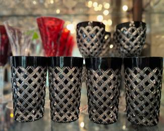 Ajka black crystal barware, made for Faberge