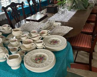 EXTRA LONG DINING TABLE AND TEN CHAIRS