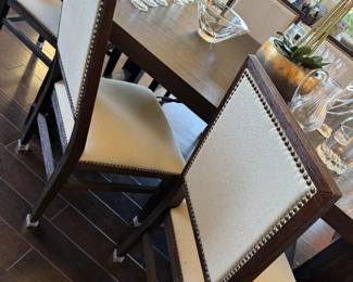 Nail head creme fabric chair set