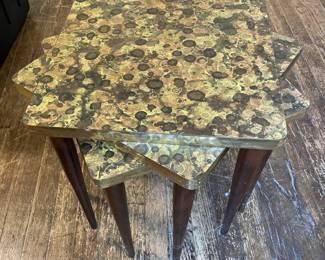 Set of 3 Retro Mica Laminate Nesting Tables