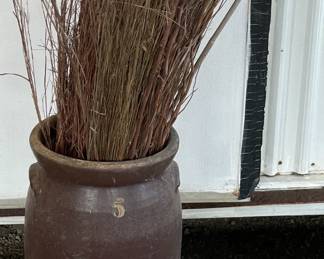 Antiq. Brown Stoneware Butter Churn No. 5 W/Lid