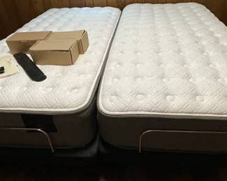 2 Twin Size Adjustable Bed Frames W/Stearns & Foster Mattresses.