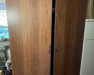 Wooden Wardrobe & Contents