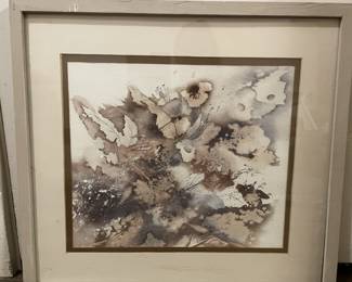 Artist Signed Abstract Watercolor Painting signed by artist Bill Harton