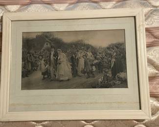 "The Village Wedding" Antique Lithograph