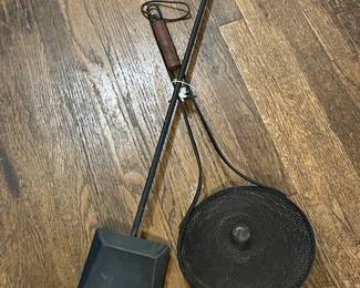 Vintage Metal Popcorn Popper and Fireplace Shovel