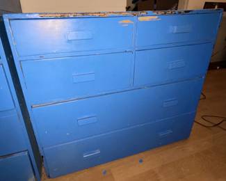 1980's Blue wooden 6 Drawer Dresser & Contents