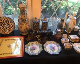 Various Bric-a-brac including Tiffany & Co Flower Vase and Williams-Sonoma Tray