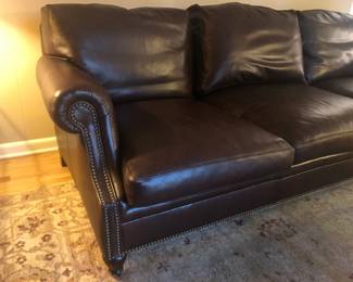 Leather Couch with Stud Work (beautiful condition, possibly unbranded Ralph Lauren)
