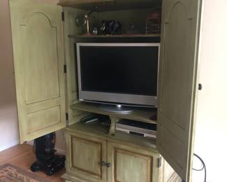 Green Painted Armoire (Open)