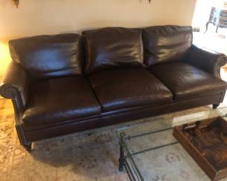 Leather Couch with Stud Work (beautiful condition, possibly unbranded Ralph Lauren)