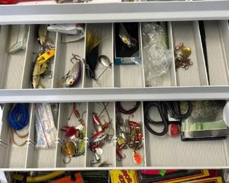Several tackle boxes with tackle