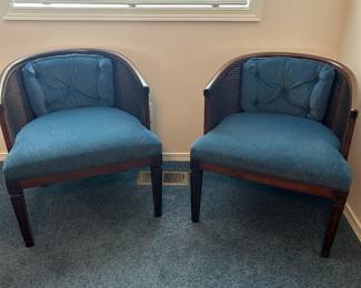 2 barrel style vintage chairs