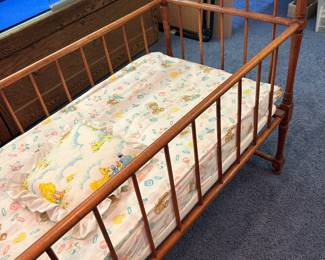 Antique early 1900s wood crib, great for dolls