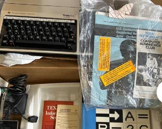 Vintage Texas Instruments TI-99 4A home computer, original box and manual