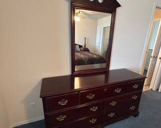 Cherry dresser and mirror
