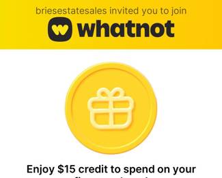 New to Whatnot? Copy and paste https://whatnot.com/invite/briesestatesales into your browser and receive $15!