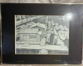 Japanese Harbor Graphite Drawing