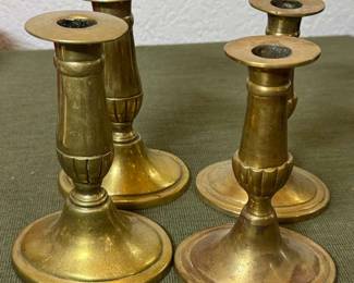 Four 19th Century Brass Candle Sticks