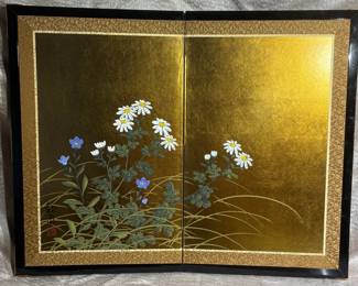 Signed Japanese Byobu Folding Table Screen