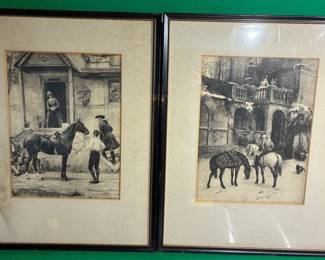 19thc. European Pair Equine Engravings
