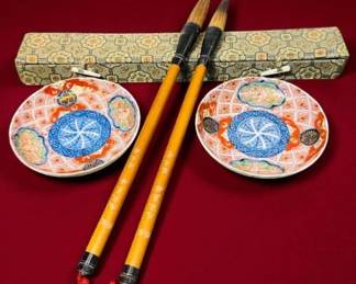Chinese Calligraphy Brushes Water Dishes