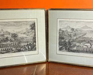 Pair 18th C. French Etchings Representing Conquest by Emperor of China