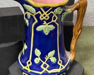 Majolicastyle Ceramic Creamer or Small Pitcher.