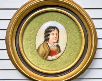Porcelain Miniature Portrait Of A Boy 19th Century