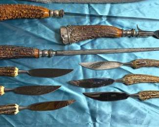 Anton Wingen Jr. Othello Steak Knives Horn Handled Antique Carving Set