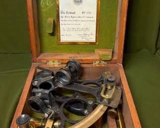 Henry Hughes Co Wooden Cased Marine Sextant