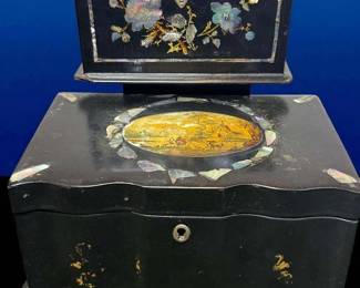 Two Victorian PapierMache Tea Caddies