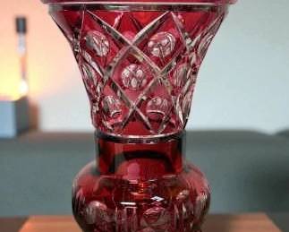 Ruby Cut To Clear Vintage Vase