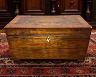 1840s English Rosewood Tea Caddy, Footed