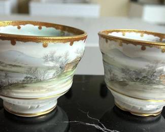A Pair of Kutani Ware Pinched Bowls