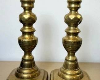 19th Century Brass Candle Sticks.