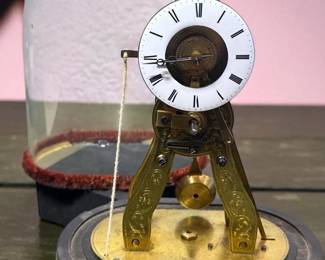 A French Great Exhibition Small Brass Skeleton Timepiece with Alarm Mid 19th Century