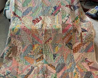 very old handmade quilt "Crazy quilt"